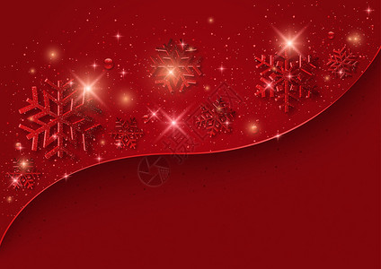 红圣诞背景有雪花和闪光图片