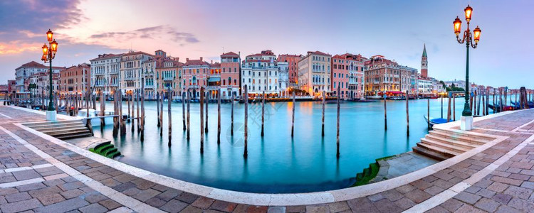 意大利威尼斯日落时大运河全景意利威尼斯运河图片