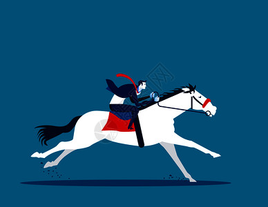 马拉拉骑商人骑马业矢量说明的概念插画