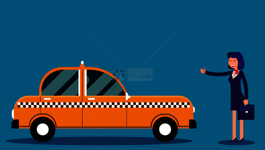 商业女人呼叫出租车设想商业出租车服务矢量图图片