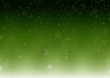 绿色圣诞节冬季背景和落雪花背景图片