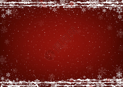 红圣诞背景有雪和花背景图片