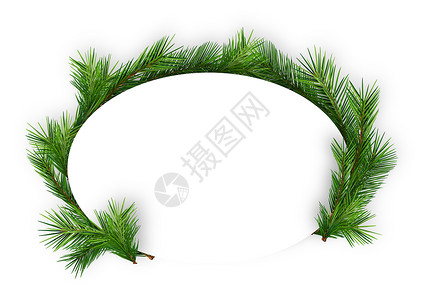 椭圆花环素材圣诞节的圆形框架带有隐秘的树枝背景
