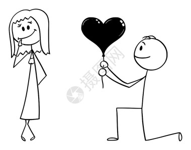 被求婚后十分害羞的女人卡通矢量插图图片