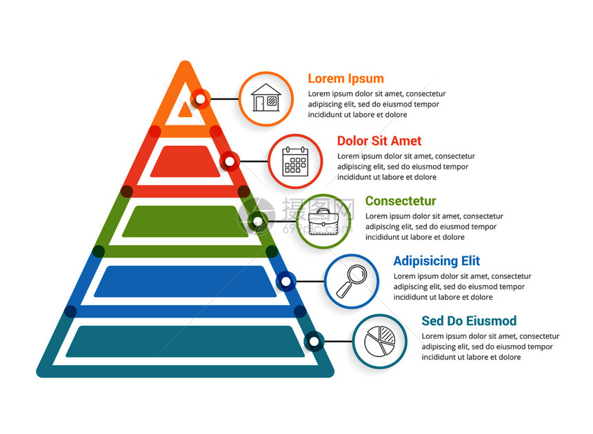 含有五个元素的金字塔成像模板矢量eps10插图图片
