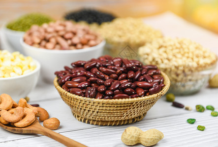 红豆和种子扁和果多彩豆各种红肾天然健康食品烹饪原料的农业图片