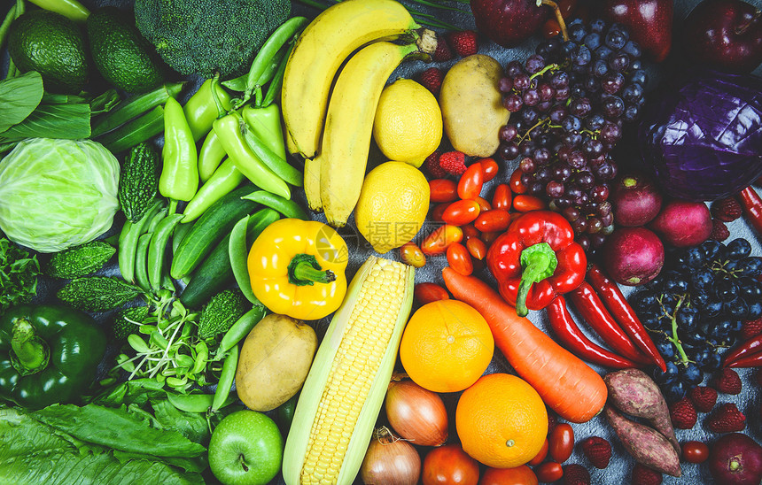 各种选择顶端观点蔬菜及水果背景健康食物清洁用于心脏生命胆固醇饮食健康图片