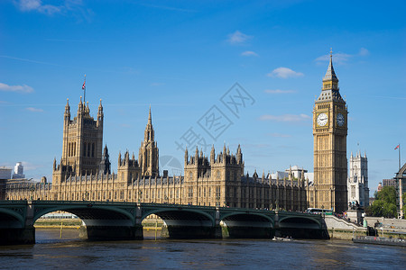 伦敦泰晤士河英国伦敦大宾和议会厦背景