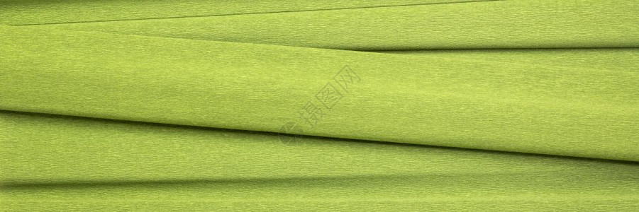 绿色crepe纸背景带皱纹全横幅背景图片