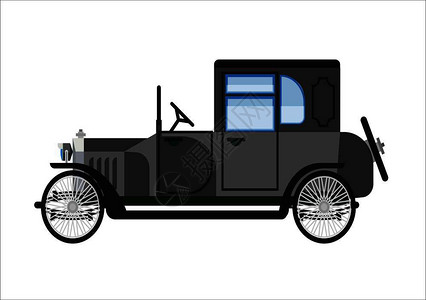 古董汽车老式变型机械发动汽车装配机顶图插画