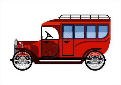 布里奥什30世纪客运输型的旧汽车矢量图插画