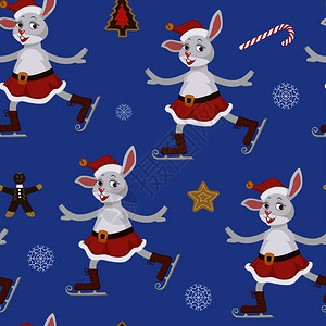 新年快乐兔子装饰圣诞树图片
