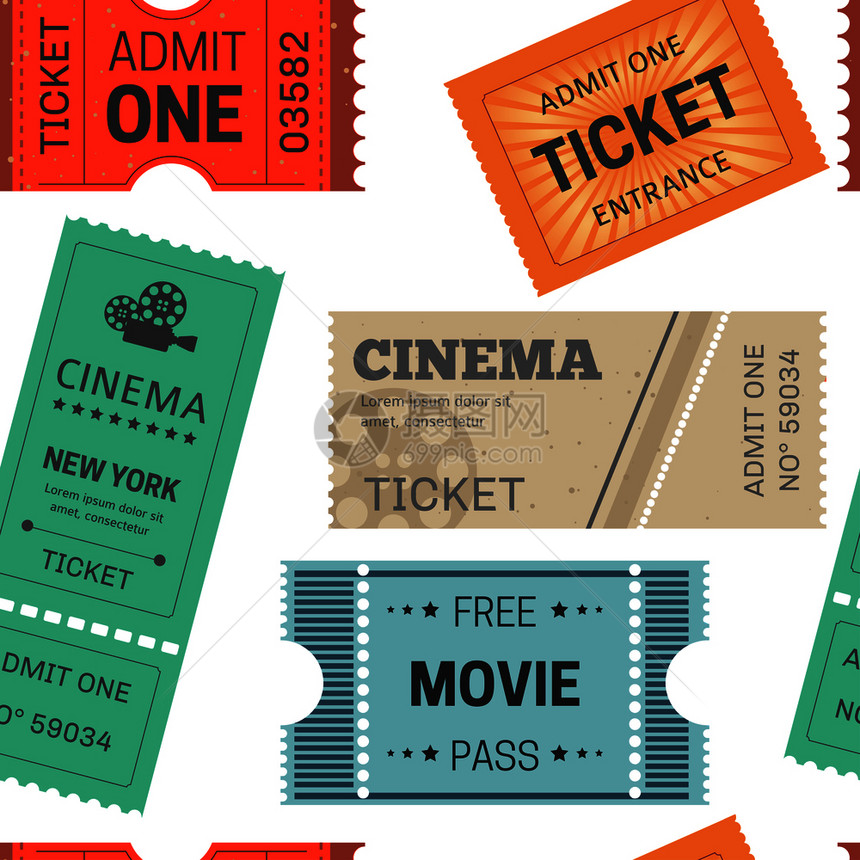 电影和马戏团的门票设计模板图片