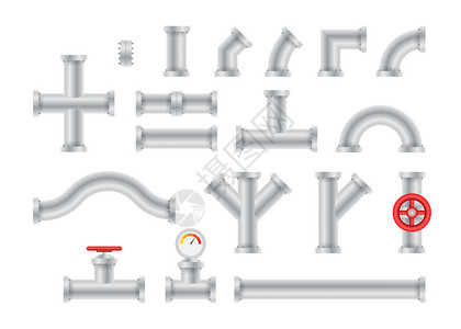 聚氯乙烯管道阀门矢量背景图插画