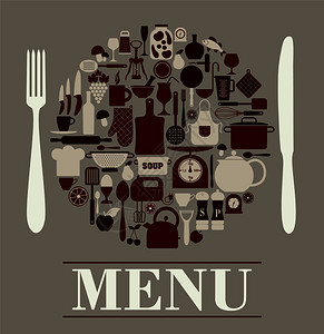 菜单餐厅设计成套厨房工具图片