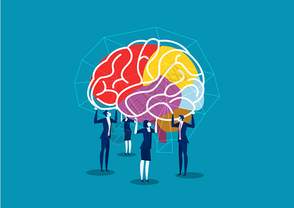 商务大脑团队商务提升大脑连接思想插图插画
