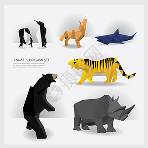 折纸风格卡通可爱动物图片