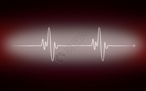 红色心电图心电图监视器3D投影的心血管脉冲图背景