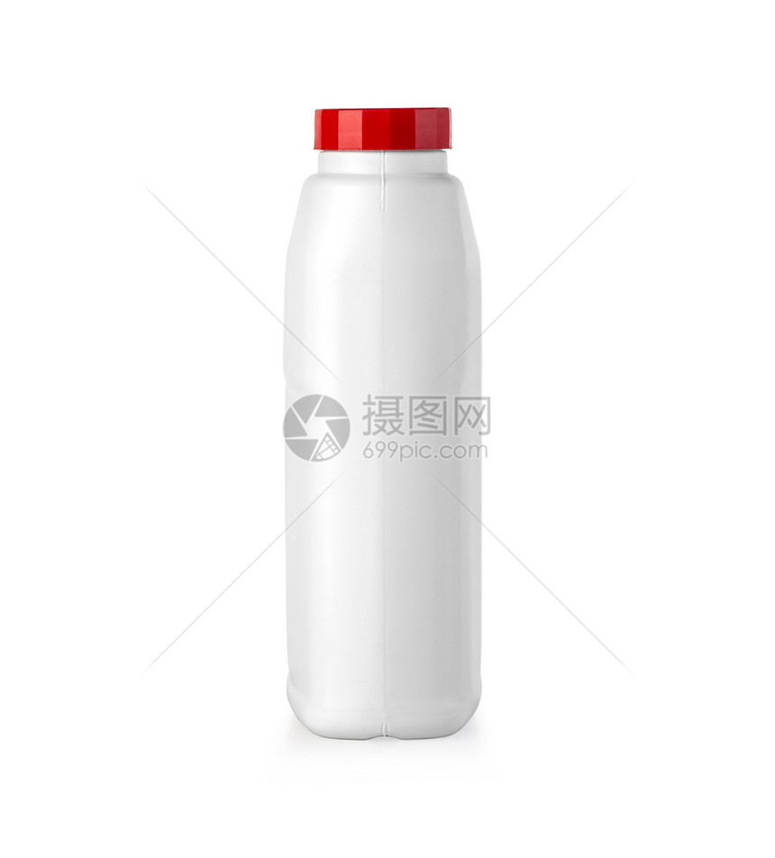 白塑料罐头色背景有剪切路径孤立在白背景上图片
