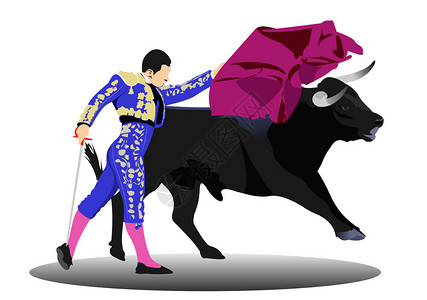 科里扎典型的西班牙娱乐斗牛插画