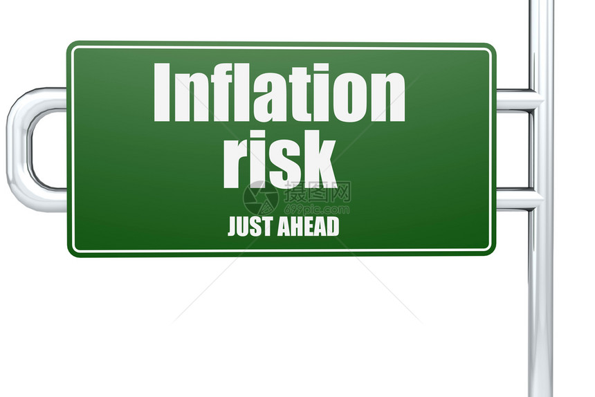 绿色路标3D投影上的通货膨胀风险字词图片