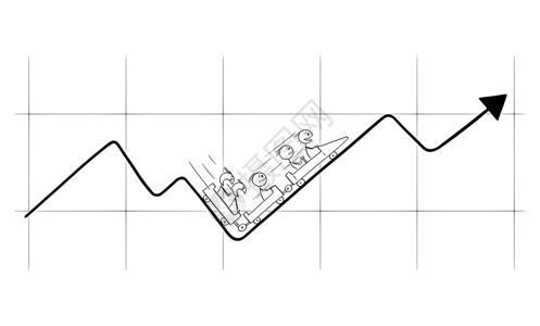 定性的矢量卡通棒图绘制商人在滚车或大顶层金融图或表上骑行的概念图解市场不稳定和变化概念矢量卡通插图显示商人在滚车coaster图或表上插画