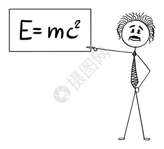 爱因斯坦卡通火柴人爱因斯坦与质能方程插画
