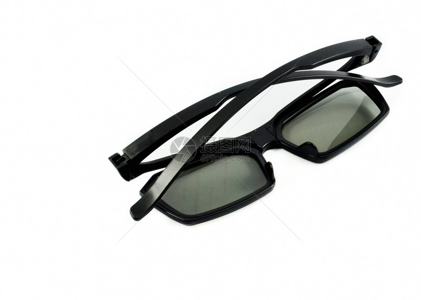 在电影院看时背眼镜在白色景3D眼镜上被隔绝图片