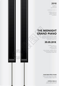 跨年音乐会海报Grand钢琴海报背景模板插画