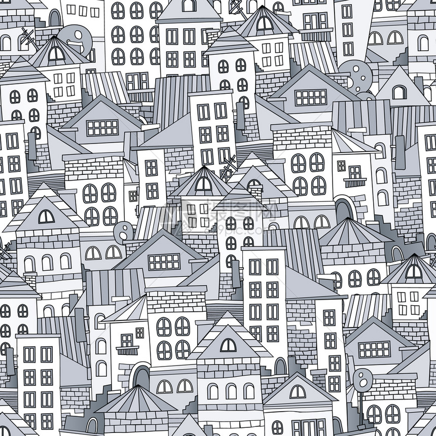 无缝模式城镇住房矢量抽象图示图片