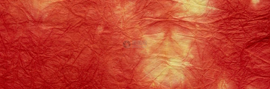 红色黄装饰包纸折叠和皱纹全景横幅图片