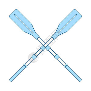薄皮黑桃交叉的蓝色船桨插画