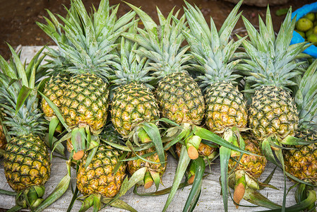 供市场销售的新鲜菠萝热带水果图片
