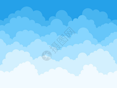云分层卡通天空云层背景矢量插图插画