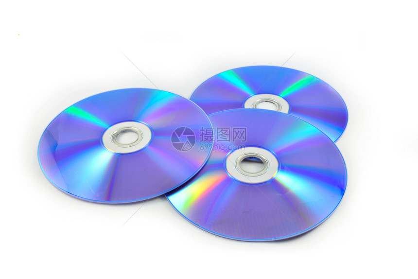 dvd盘片或白色背景上隔离的蓝光图片
