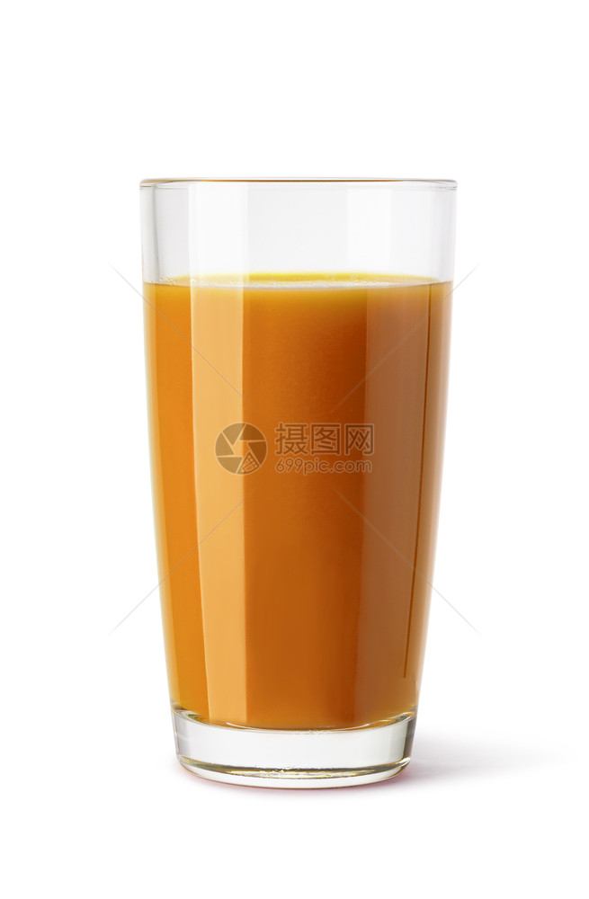 以白色背景隔离的桃子汁杯图片