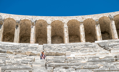 阿斯彭多斯Aspendos古希腊城AspendosAmphiptheaterAntalya土耳其剧院背景