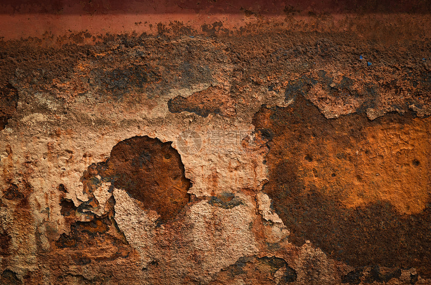 旧墙金属生锈钢剥皮质料背景图片