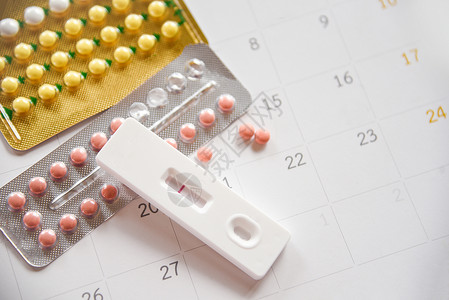 排卵避孕药和妊娠检测保健和医药背景