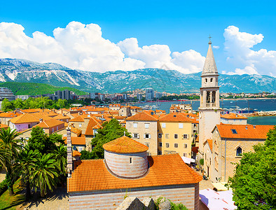 卢拉夫黑山亚得里海上的老城市布德瓦背景