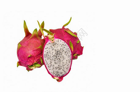 白底孤立的新鲜龙果片红皮瓜亚热带水果图片