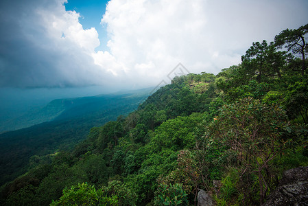 林山悬崖风景自然雨云中林图片