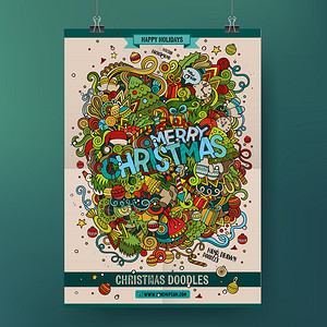 Doodes漫画圣诞快乐手图矢量模板海报设计Doodes漫画手图圣诞快乐手图背景图片