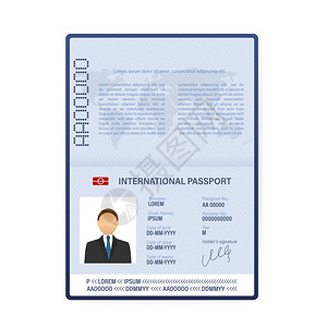 证件照半身西装PSD模板护照模板插画