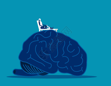 大脑放松机器人在大脑上放松控制商业矢量插图图片