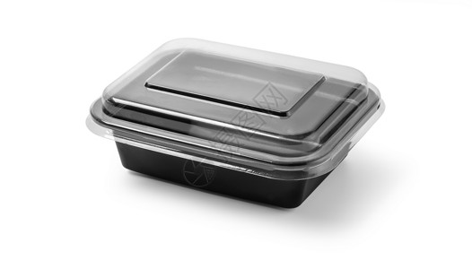 塑料封面黑塑料食品集装箱有白色背景的封面有剪切路径背景