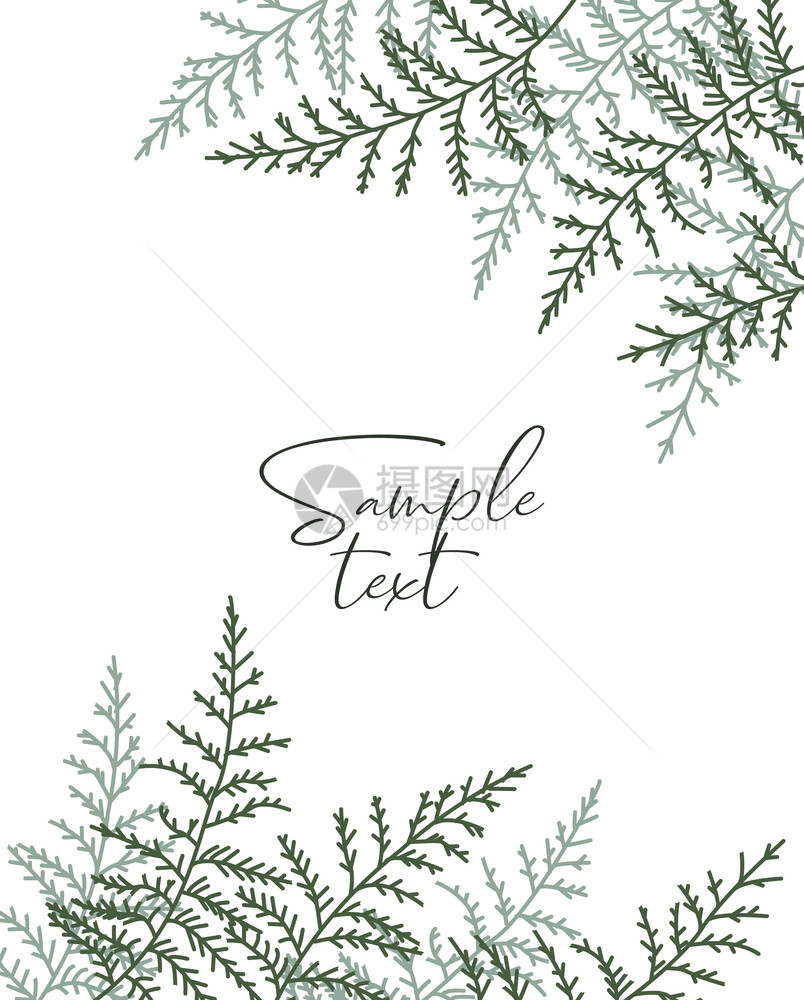 自然背景带树枝的邀请卡模板叶装饰图片