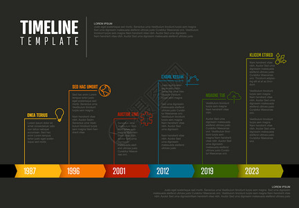 彩色时间线模板暗版Infographic时间线模板图片