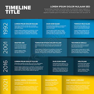 由四个行和不同内容区块制成的矢量多用途Infographic时间表模板背景图片