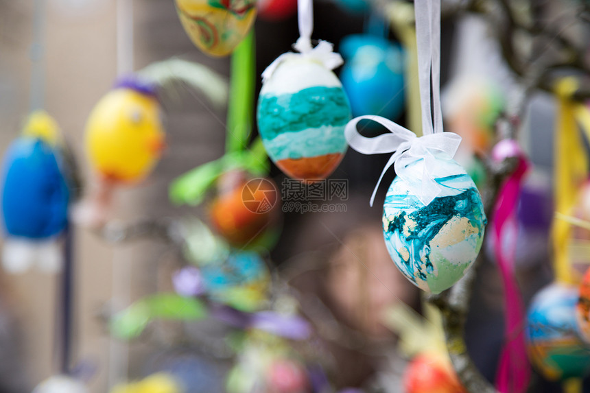 复活节鸡蛋关闭传统的自制欧洲东部装饰图片